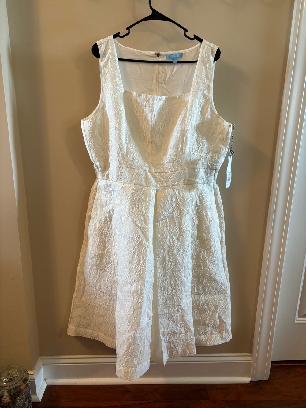 NWT Draper James RSVP White Floral Textured Sleeveless Dress Size XL